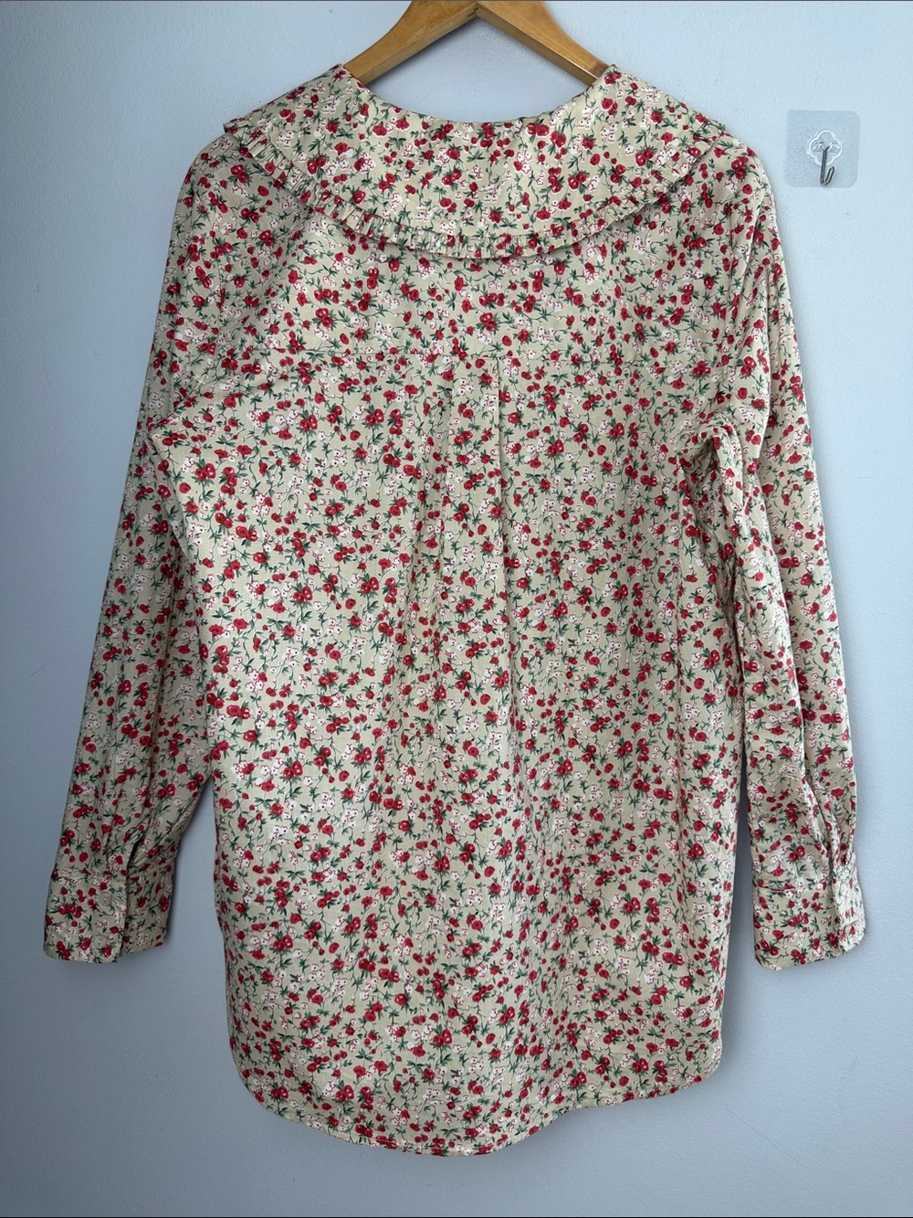 English Factory Peter Pan Ruffle Collar Blouse Medium Cotton Long Sleeve Floral - Picture 10 of 16